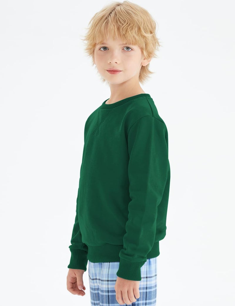 Spring&Gege Youth Basic Sport Crewneck Pullover Sweatshirts for Boys and Girls Size 9-10 Years Dark Green - Image 3